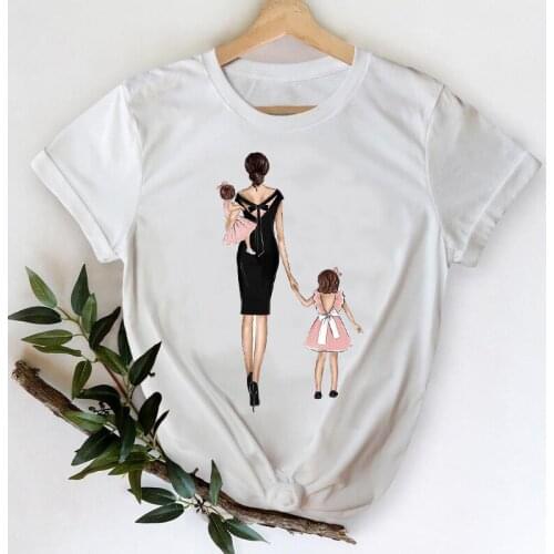 T-shirts Women 2021 Cartoon Girl 90s Lady Print Female Tee T-Shirt Cute Sweet Mama Mom Mother Love Clothes Graphic Tshirt Top