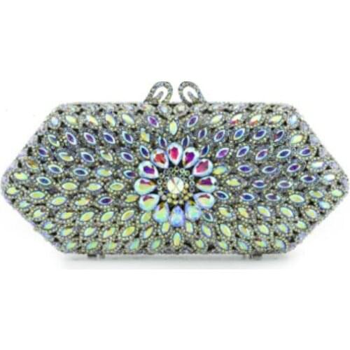 Women silver studded jeweled clutch Wedding Bridal purse Luxury Diamond Evening Bags Lady Gold clutch Women Crystal Party Bags