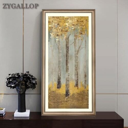 Golden Abstract Tree Canvas Oil Painting Art Print Poster Modern Paintings for Living Room Wall Scandinavian Decorative Pictures