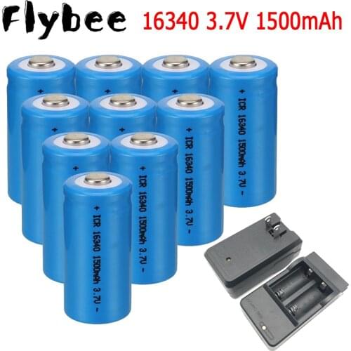16340 3.7V 1500mAh Rechargeable Li-ion Batteries CR123A Battery For LED Flashlight Travel Wall Charger For CR123A 16340 battery