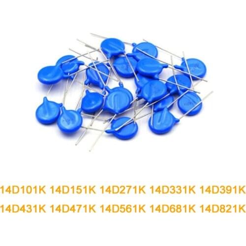 20pcs/lot VARISTOR PIEZORESISTOR 14mm 14D101K 14D151K 14D271K 14D331K 14D391K 14D431K 14D471K 14D561K 14D681K 14D821K 14 mm