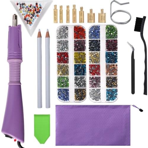 2000pcs-9600Pcs/Box Hot Fix Rhinestones Set /Hot Fix Rhinestones Hotfix Applicator Crystal Glass Hot Fix Rhinestone for Clothing