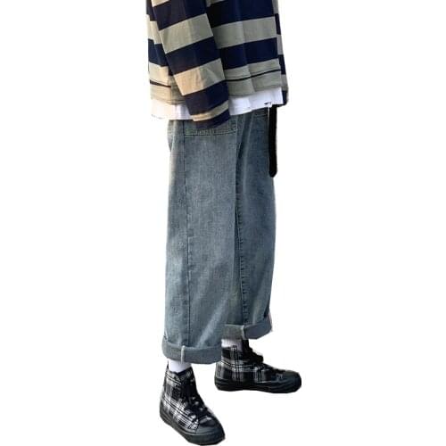 2021 student jeans spring loose casual jeans mens new fashion trend unisex old pants