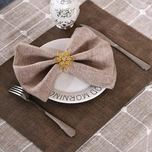 8PCS/Metal diamond-studded flower napkin ring table decoration jewelry for family gatherings, western food wedding