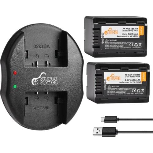VW-VBK360 VW VBK360 Camera Battery+Dual USB Charger for Panasonic HDC-HS80 SD40 SD60 SD80 SDX1 SDR-H100 H85 H95 HS60 HS80 TM60