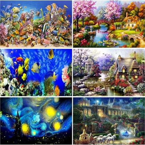 Diamond Painting 5D Square/Round Landscape Cross Stitch Diamond Embroidery House Rhinestones Art Bead Picture Kits Hobby Gift
