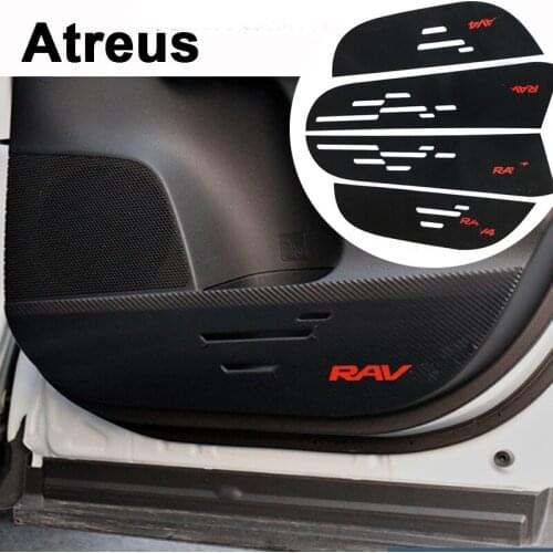 Atreus 4pcs For Toyota RAV4 Corolla 2014 2015 2016 Car styling 3D Door Anti Kick Pad Mat Carbon Fiber Stickers Accessories