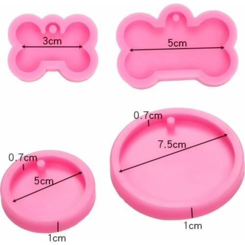 2 Sizes DIY Dog Tag Bone Shaped Keychain Casting Silicone Mould Crafts Key Chain Pendant Making Tools Crystal Epoxy Resin Mold