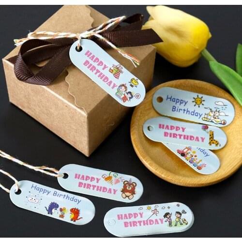 Paper Hang Tags Cartoon Paper Cards Label Craft Gift Box Party Decoration Gift Paper Tags Wood Grain Cute Cat Handmade