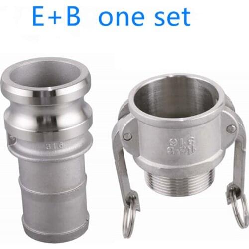 E+B one set of Camlock Fitting Adapter Homebrew 304 Stainless Steel Connector Quick Release Coupler 1/2"3/4"1” 1-1/4"1-1/2"