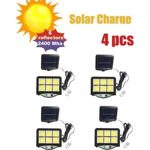 4pcs seperable 120 LED Solar Light Outdoor Solar Lamp Powered Sunlight Waterproof PIR Motion Sensor Street Garden Décor security