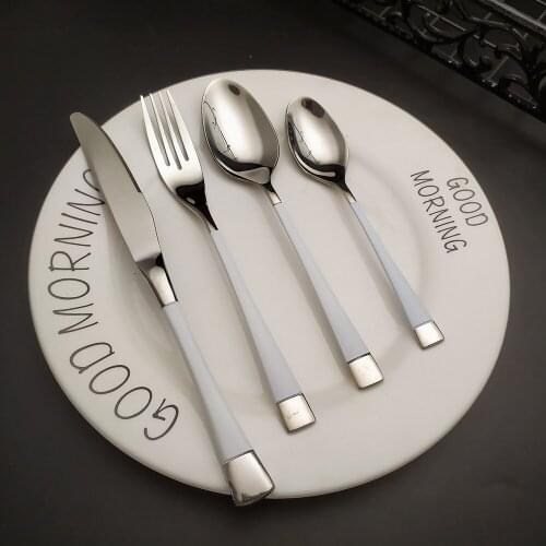 Hot sale 18/10 white silver stainless steel cutlery dining set gold cutlary silverware jogo de jantar cutipol sets
