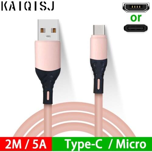 2M 5A Liquid Silicone Soft Data Cable Type C USB 3.1 Cute colorful Luxury Micro USB Cable Lightning Cable Quick Charging KAIQISJ