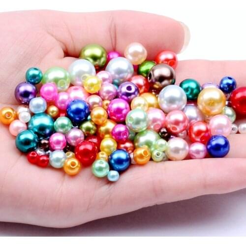 4 6 8 10mm 18g Resin Round Imitation Beads With Hole Loose Craft Pearls For Sew On Clothes Bags Shoes Backpack Supplies