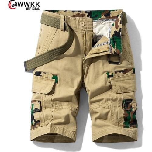 WWKK Men 2020 Summer New Casual Vintage Classic Pockets Cargo Shorts Men Outwear Fashion Twill Cotton Camouflage Shorts Men