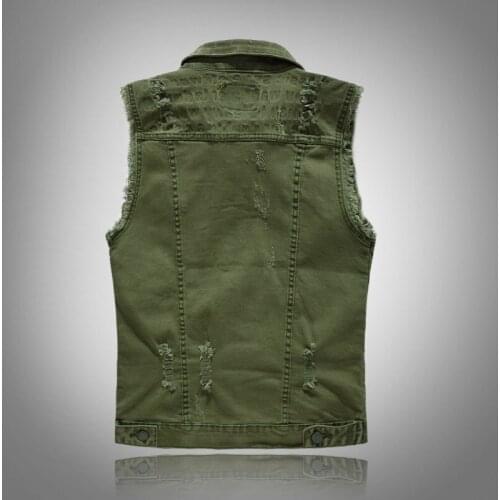 Personlity New Brand Mens Korean Slim Fit Denim Vest Sleeveless Single Breasted Punk Frayed Plus Size M-5XL Male Outerwear Top