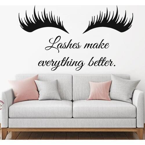 Lashed Make Everything Better Wall Decal Quote Home Decor Living Room Eyelashes Lashes Extensions Vinyl Wall Stickers Brows Z905