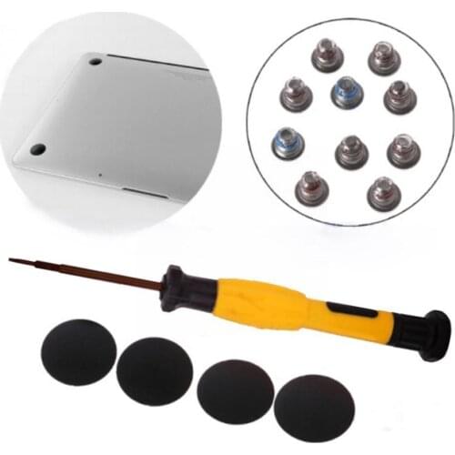 New For 4Pcs Bottom Case Cover Rubber Feet Foot+10PCS Screwdriver For Macbook Pro +1PC 13" A1425 15" A1502 SCREWS A1398 Ret F1L9