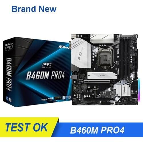 NEW For ASRock B460M Pro4 For Intel B460 LGA 1200 128GB SATA3 USB3.2 DP VGA HDMI PCI-E 3.0 DDR4 M.2 Micro ATX Desktop Mainboard
