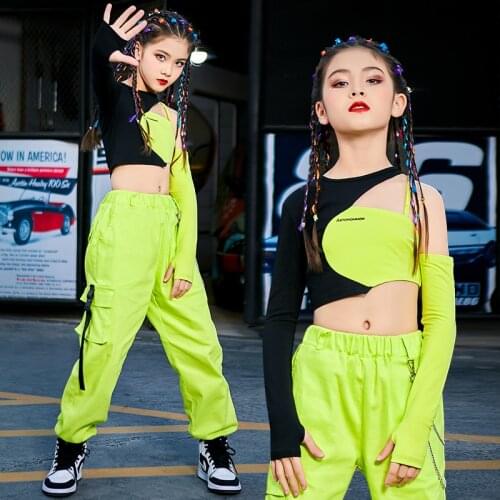 New Jazz Dance Costumes For Girls Fashion Hiphop Suit Children Street Dance Outfits Modern Dance Hip Hop Rave Clothes DN7746