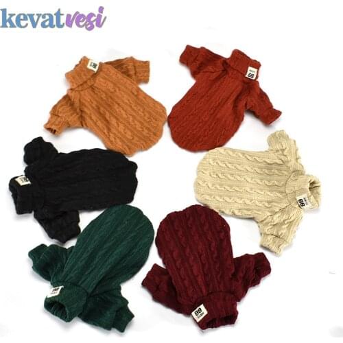 Dog Clothes Autumn Solid Color Dog Coat Soft Thick Puppy Knit Sweater Chihuahua Warm Turtleneck Small Medium Dogs Outfit