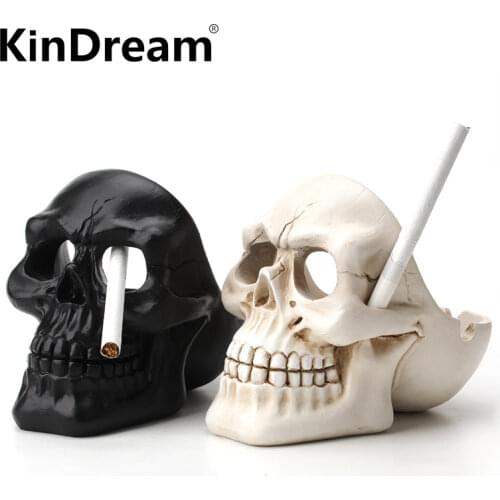 Skull Ashtray Tobacco Ash Box Sculpture Statue Container Decoration Retro Vintage Skull Home Office Bar Ornament Crafts Man Gift