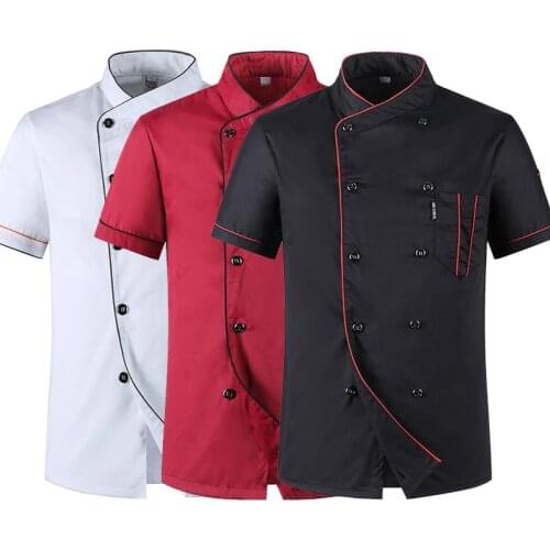 Short Sleeve Restaurant Chef Kitchen Work Uniforms Double Breasted Sushi Bakery Cafe Waiter Catering Service Jackets or Aprons