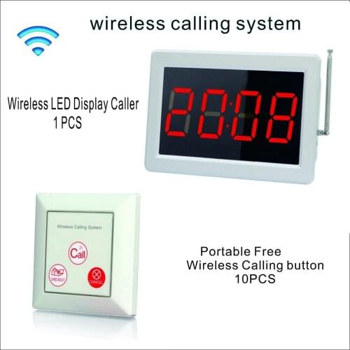SHIHUI Wireless Paging System 10 Portable Free Caller 1 Display Number Caller for Restaurant Cafe Waiter service
