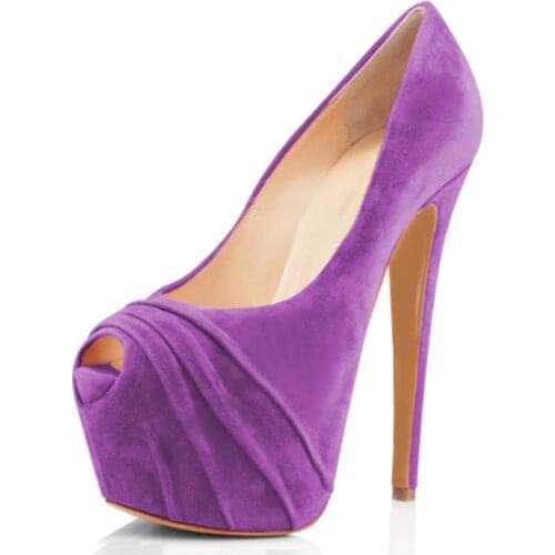 SHOFOO shoes,Beautiful fashionable womens shoes, suede,about 14.5cm high-heeled womens shoes, peep toe pumps.SIZE:34-45