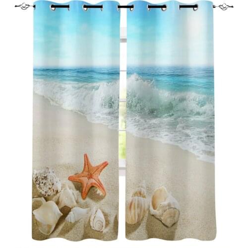 Beach Sea Starfish Shells Modern Blackout Curtains for Living Room Decoration Curtain Bedroom Kids Curtain Drapes