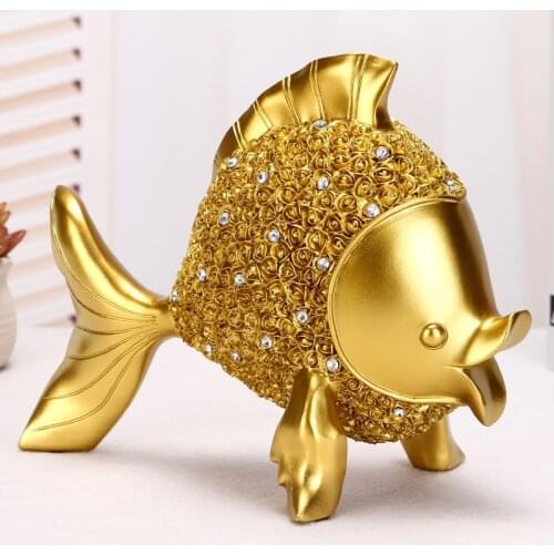 MODERN ABSTRACT GOLDEN FISH STATUE RESIN ORNAMENT HOME LIVING ROOM DECORATION ACCESSORIES GIFTS FISH SCULPTURE ANIMAL CRAFTS