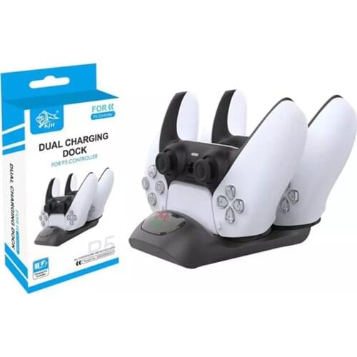 LED Fast Charging Dual Slot Dock Gamepad Charger Station Stand Base Power Supply & USB-C Cable for PS5 Wireless Game Controller