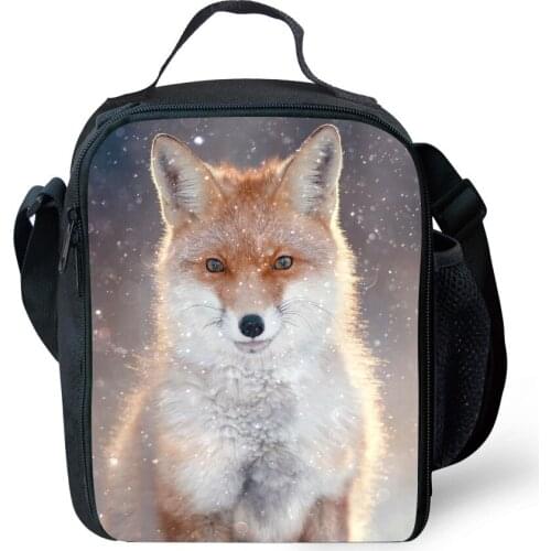 Mini Thermal Food Picnic Bag Fox Prints Lunch Bag For Women Cooler Lunch Box Insulation Containers Portable Reusable Lunch Bag