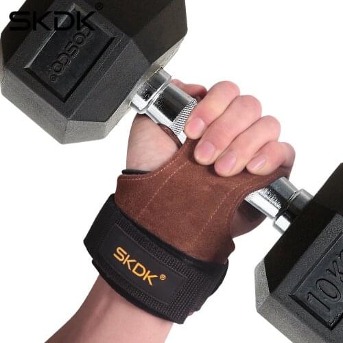 Weight Lifting Gym Gloves Hand Protector Grips Hooks Workout Straps Leather Palm Leather Padded Wrist Wraps Deadlifts #yj