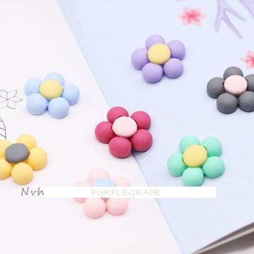 Xuanya Fengri Han Chao Fire Net Red Resin Flower DIY Ear Stud Material Homemade Earrings Headwear and Hairpin Accessories 10pcs