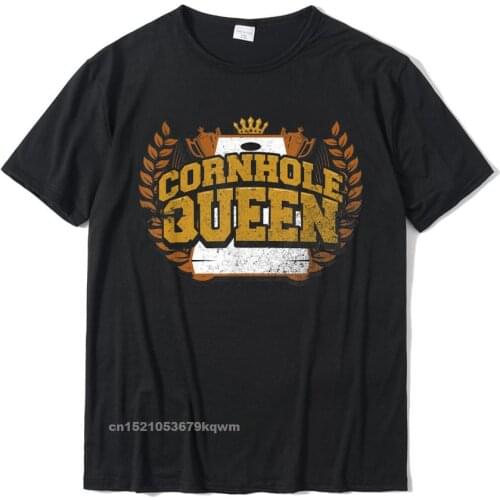 Cornhole Queen Funny Cornhole Tournament T-Shirt Party Cotton Man Tops Shirts Casual Dominant T Shirts