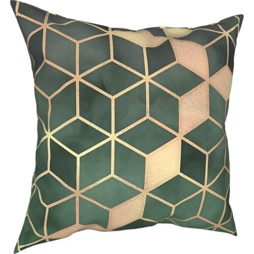 Gold Emerald Green Gradient Cube Pillowcover Home Decorative Cubes Cushions Throw Pillow for Living Room Polyester Unique