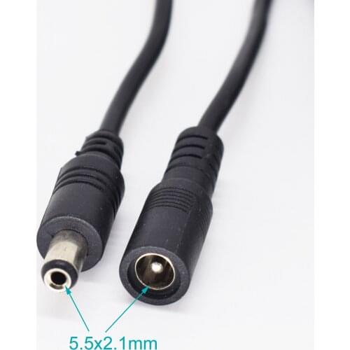 1pc 3M / 10ft DC Power Supply 5.5mmx2.1mm 2.1mm Male to Female Extension Cable 22AWG