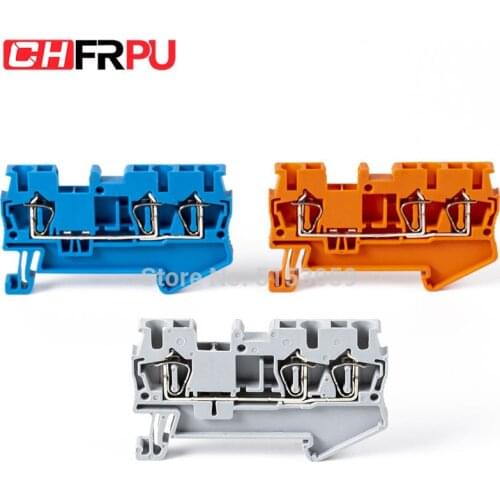 10Pcs ST2.5-TWIN Din Rail terminal block Three conductor spring cage terminal block,One in two out wire terminal block
