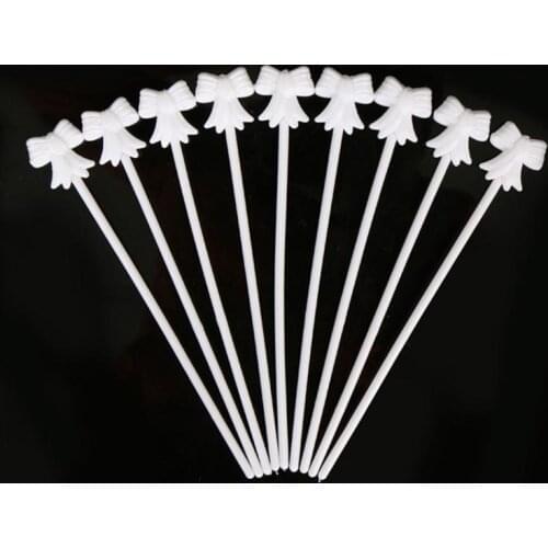 100pcs Foil Balloons Rods White Bowknot Balloon Sticks Holder for Birthday Christmas Wedding Party Valentines Day