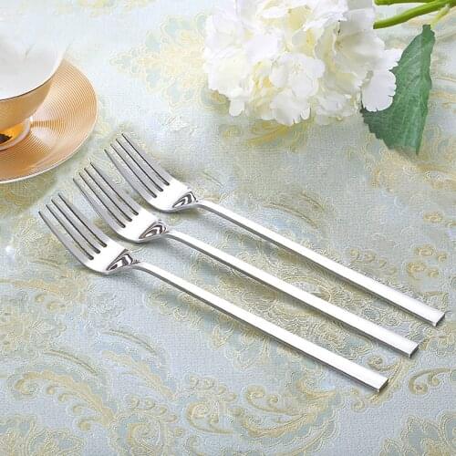 3pcs 8.5Stainless steel Dinner Fork Korean Table Forks Set Long Handle Salad Dessert Fruit Forks Set Kitchen Cutlery Tools