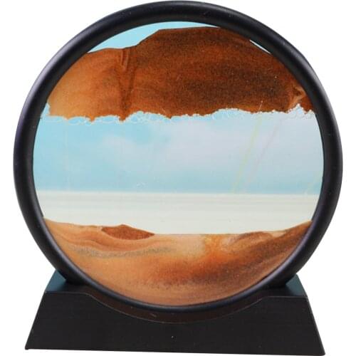 3D Scenery Painting Hourglasses Moving Liquid Sand Glass Frame Home Desktop Decor E2S