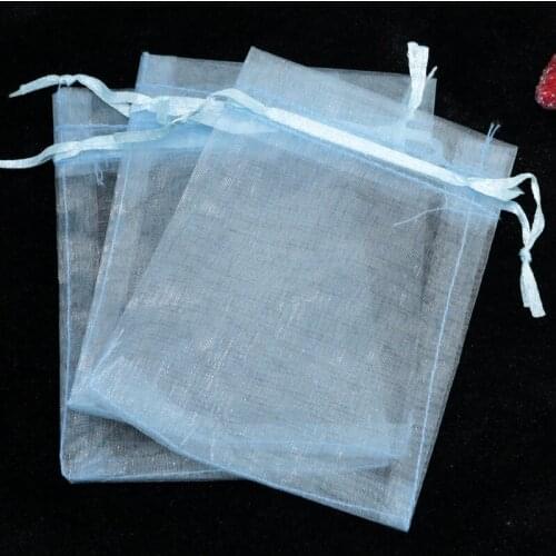 500Pcs Sky Blue Organza Bag 11x16cm Jewelry Charms Boutique Gift Packaging Drawstring Pouch Favor Christmas Organza Gift Bags