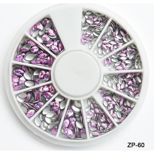 AB Colors 1 Wheel Mix Strass Nail Art Decorations Metal Sequins Nails Art Dekor Studs and Spikes for Nail Salon Supplies