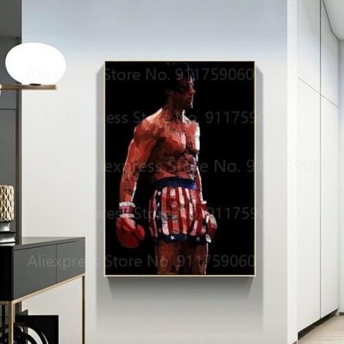 Graffiti Abstract Rocky Balboa Boxing Bodybuilding Canvas Painting Posters Prints Wall Art Motivational Picture for Home Decor