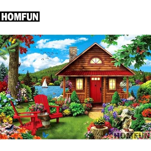 HOMFUN Full Square/Round Drill 5D DIY Diamond Painting "Garden & house" Embroidery Cross Stitch 5D Home Decor Gift A01689
