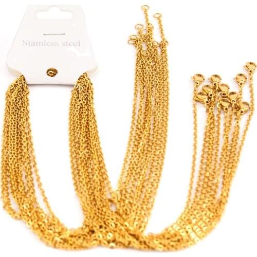 100% Stainless Steel Chain For Jewelry Making 2mm/1.5mm Rolo Link Chain Necklace Gold/Silver Color Chains Bulk Wholesale 10pcs