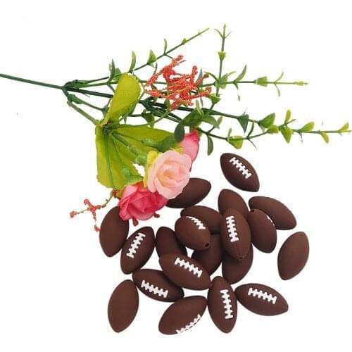 Chenkai 10PCS Silicone American Football Bead Baby BPA Free Teether Gift Infant Teething Toys For Baby Rattle Pacifier Clip