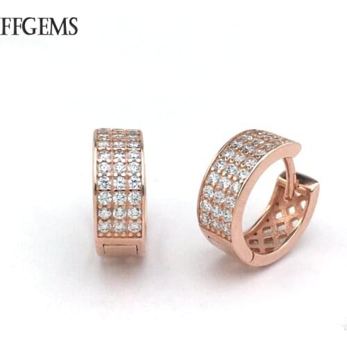 FFGems 925 Silver Earring Sterling Zircon Fine Jewelry For Women Lady Engagement Wedding Party Gift Box
