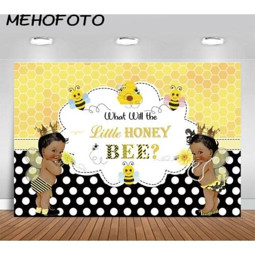 MEHOFOTO Bees Baby Gender Reveal Party Banner Backdrops What Will Little Honey Bee Photography Background Photo Booth